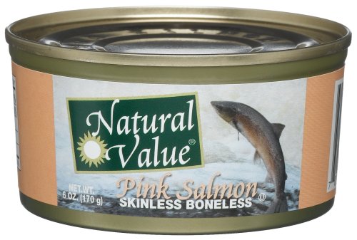 Natural Value Pink Salmon, Skinless and Boneless, 6-Ounce Cans (Pack of 12)