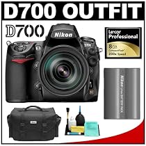 Nikon D700 Digital SLR Camera Body + Nikon 24-120mm f/3.5-5.6G ED-IF AF-S VR Zoom Lens + Nikon EN-EL3e Rechargeable Li-ion Battery + Nikon SLR System Case + Lexar Pro 8GB CF Card + Cleaning Kit