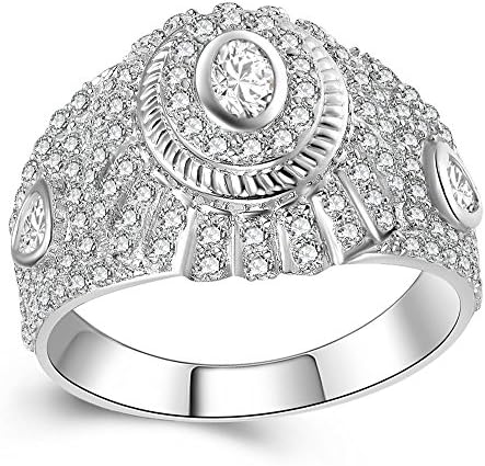 HSG 925 Sterling Silver Cubic Zirconia CZ Engagement Wedding Men's Ring Size 11