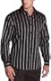 Perry Ellis Men's Bold Satin Stripe Shirt,Black,XX-Large