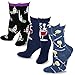 Perfect for a Celebration Party! 3 pairs of Wine and Chardonnay Glass Grapes Purple Blue Cotton Crew Socks for Women 9-11