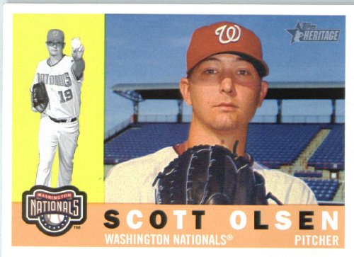 2009 Topps Heritage Baseball Card #681 Scott Olsen Washington Nationals Mint Condition - Shipped In Protective Screwdown Display Case!