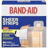 Band-Aid Bandages, Brand Adhesive, Sheer Strips, Assorted, 80 ct.