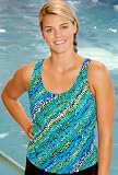 Chlorine Resistant! Beach Belle® Aqua Rapids Plus Size Racerback Tankini Top - Plus Size Swimsuit Plus Size Swimsuits