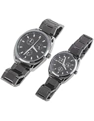 Orient Idea Ori-0259E Pair of Tungsten Steel Quartz Wristwatches with Decorative Sub-dials for Lovers Couple
