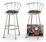 2 Jazz Instruments Music Themed Specialty / Custom Chrome Barstools with Ba ....