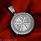 JESUS CROSS CHI-RHO CHRIST LORD NAME JOHN 8:12 BIBLE VERSE CHRISTIAN MEDAL CHARM STERLING SILVER PENDANT NECKLACE