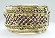 Golden Bangle Bracelet with Purple Amethyst Crystal