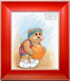 Sports Bear Basketball Star - Children's and Kids Room Framed Wall Art and Nursery Wall Decor