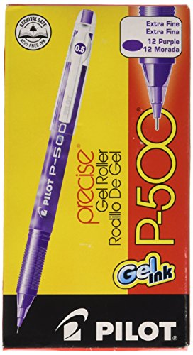 Pilot Precise P-500 Gel Ink Rolling Ball Pens, Extra Fine Point, Purple Ink, Pack of 12 (38599)