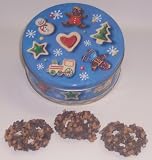 Scott's Cakes 1 lb. Dark Chocolate Covered Pretzel with Chocolate Chips & Peanut Butter Chips in a Christmas Cookie Tin