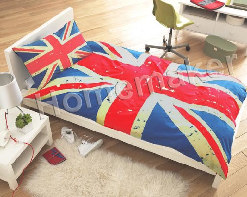 VINTAGE STYLE UNION JACK SINGLE DUVET SET