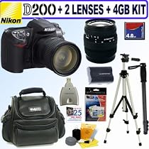 Nikon D200 10.2MP Digital SLR Camera with Sigma 18-50 & 70-300 Lenses + 4GB Accessory Kit