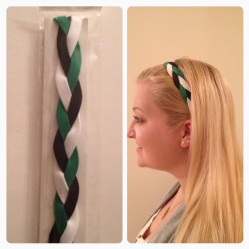 Fabulicious Green Black White Braided Headband© -NON SLIP Sports Headband