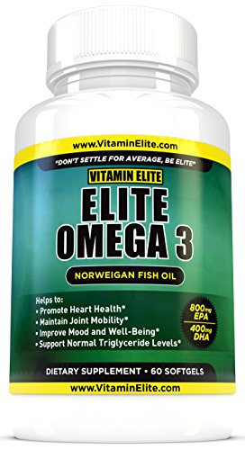 Vitamin Elite Omega 3 Norwegian Fish Oil High-Potency 800 EPA/400 DHA Supplement, 60 Softgels