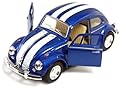 Set of 4 Cars: 5" Classic 1967 Volkswagen Beetle with Racing Stripes 1:32 Scale (Blue/Red/White/Yellow)