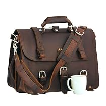A Chestnut Leather Briefcase, Backpack, Handbag "They'll Fight Over When You're Dead"