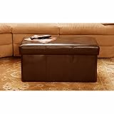 Designer Large Storage Box Ottoman Leather Chocolate Brown Folding Blanket Toy Storage Pouffe 76CM x38CM X38CM- Chocolate Brown