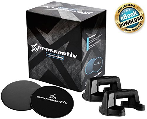 Crossactiv Coresystem - 2 Push up Bars PLUS 2 Core Sliders. FREE Exercise Ebook! Gliding Discs and Push up Stands create an ultimate core workout at home or gym! A total core training pack!