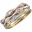 0.30Ct.T.W. Round Diamonds in 14Kt. White, Yellow and Pink Gold. Three-Color Diamond Stackable Oval-Link Ring