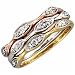 Jewelry : 0.30 Ct.T.W. Round Diamonds in 14Kt. White, Yellow and Pink Gold. Three-Color Diamond Stackable Oval-Link Ring