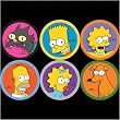 Simpsons Six Button Pack - Homer, Bart, Lisa, Maggie, Snowball, Santa's Little Helper
