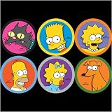 Simpsons Six Button Pack - Homer, Bart, Lisa, Maggie, Snowball, Santa's Little Helper