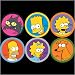 Simpsons Six Button Pack - Homer, Bart, Lisa, Maggie, Snowball, Santa's Little Helper