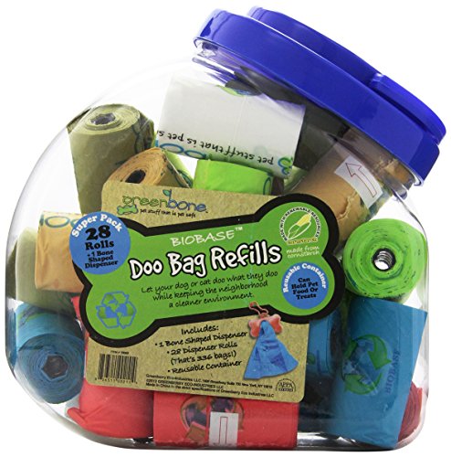 Greenbone 28-Roll Pet Waste Bag Super Pack with Reusable Container