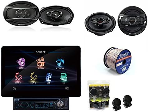 Absolute AVH-1100BT 11-Inch TFT LCD Motorized Monitor with Touch Screen/Built-In Bluetooth With 1(PAIR TS-A1686R + 1(PAIR TS-A6966R AND SWH12-100 Speaker Wire