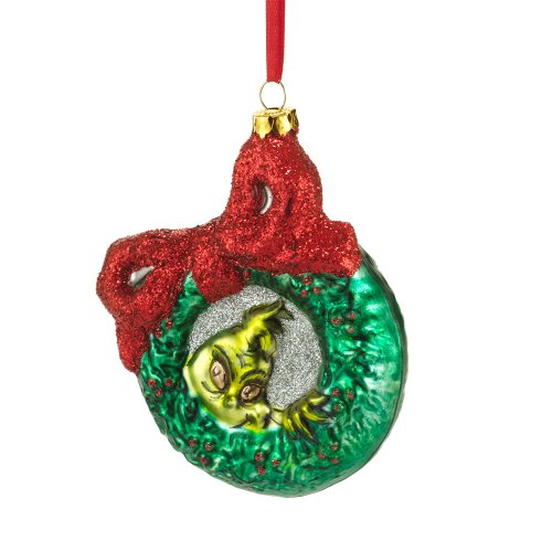 Department 56 Grinch Glass Wreath Ornament, 4-Inch Department 56 Grinch Glass Wreath Ornament, 4-Inch