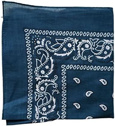 Nyrn Paisley One Size Cowboy Bandanas,22 x 22 in,Denim Blue