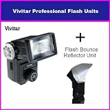 Vivitar 285HV Auto Professional Flash For Canon 400D SX 7D 5D 40D 10D 20D 3000V 3000 EOS 33 EOS 30 SX SX1 IX G11 G10 G7 SX SX10 IS SX110 IS G3 G6 G9 PRO700 IX LITE 300V Includes Bonus FB-50 Flash Bouncer Reflector