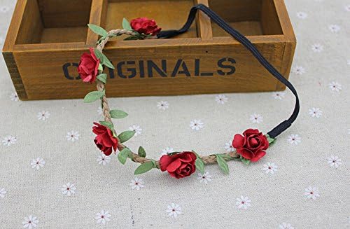 Lookcon Fashion All-match Sea Beach Flower Hair Bands Bridal Wreath Headband£¨ Bright Red£©