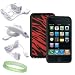 Apple Ipod Touch 8 GB / 32 GB / 64 GB 3rd Generation 3G ( Newest Version ) Red Zebra Silicone Skin Case cover + Ipod Touch 3G Car Charger + Ipod Touch 3G Wall / Travel Charger + Ipod Touch 3G Data / Sync Cable + Vangoddy TM