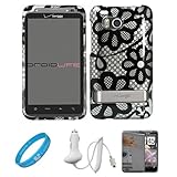 Silver Case with Black Flower Durable 2 Piece Protective Crystal Hard Shiel ....