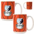 Memphis Grizzlies 2pc Ceramic Gameball Mug Set - Primary Logo NBA Basketball