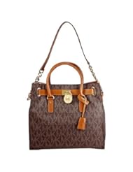 Apparel: Michael Kors Large Hamilton Womens Handbag Tote Shoulder Bag Brown - Michael Kors