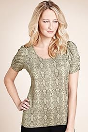 Snakeskin Print Ruched Jersey Top