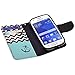 Samsung Galaxy Stardust S766c Case, Samsung Galaxy Ace Style S765c Case, Magnetic Leather Folio Flip Wallet Pouch Case Cover With Fold Up Kickstand and Detachable Wrist Strap (Teal Anchor Wallet)