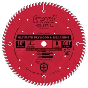 Freud LU80R010 10-Inch 80 Tooth Hi-ATB Ultimate Plywood and Melamine Cutting Saw Blade with 5... by 