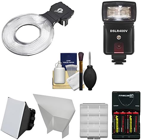 Ray Flash Universal Ring Flash Adapter (Small) with Flash + Batteries &amp; Charger &amp; Acccessory Kit