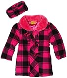 Penelope Mack Girls 4-6x Plaid Printed Corduroy Coat With Hat