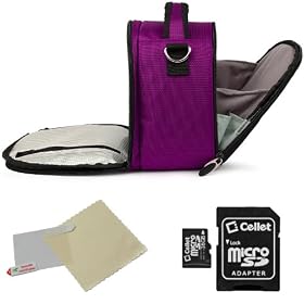 PURPLE Slim Compact Protective Travel Digital Camera Carrying Case with Accessory Compartment For Canon Compact Digital Camera Fits: IXUS 110 IS ELPH SD960 IS IXY 510 IS ( PC1356 ) / 990 IS ELPH SD970 IS IXY 830 IS ( PC1357 ) / 120 IS ELPH SD940 IS IXY 220 IS ( PC1430 ) / 200 IS ELPH SD980 IS IXY 93