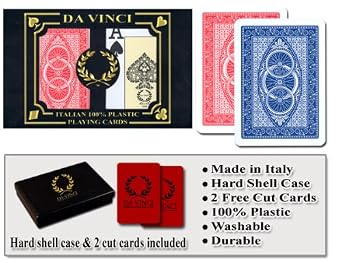 Da Vinci Ruote, Italian 100% Plastic Playing Cards, 2-Deck Poker Size Set, Regular Index, with 2 Cut Cards