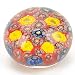 Murano Paperweight Millefiori Flowers with Six Neon Yellow Holes