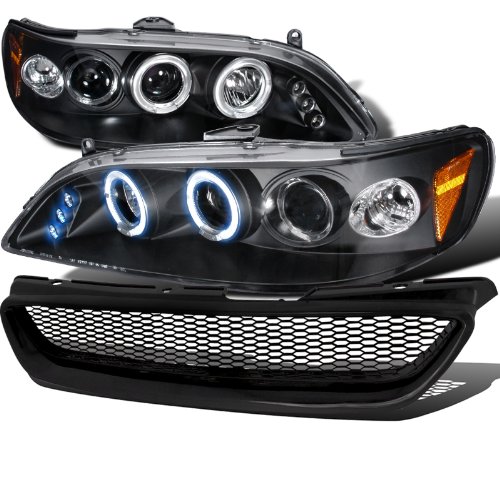 Honda Accord 2Dr Black Halo Led Projector Headlights, Black Mesh Grill On Sale