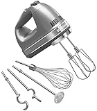 KitchenAid KHM926CU 9-Speed Digital Hand Mixer with Turbo Beater II Accessories and Pro Whisk - Contour Silver