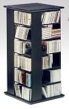 CD / DVD / VHS 576 Solid Wood Black Finish Spinner Storage Rack