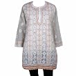 Top Kurti Cotton White Hand Embroidered Dress Size M